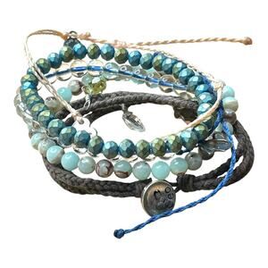 Boho Style Beaded and Cord Bracelets Stack Small Lot AEO Pura Vida Earth Tones